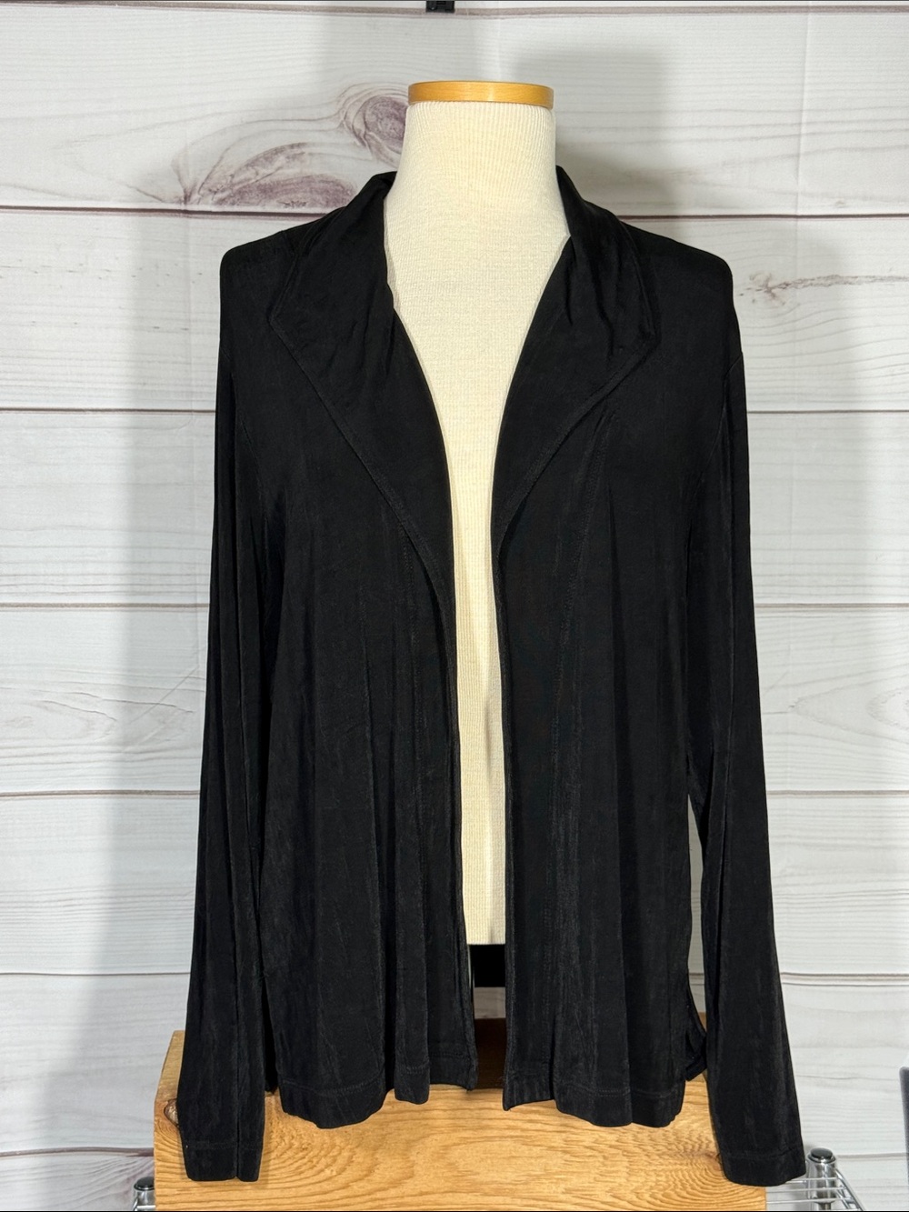 Chico's Travelers Black Open-Front Draped Cardigan Size XL/16/Chico’s 3
